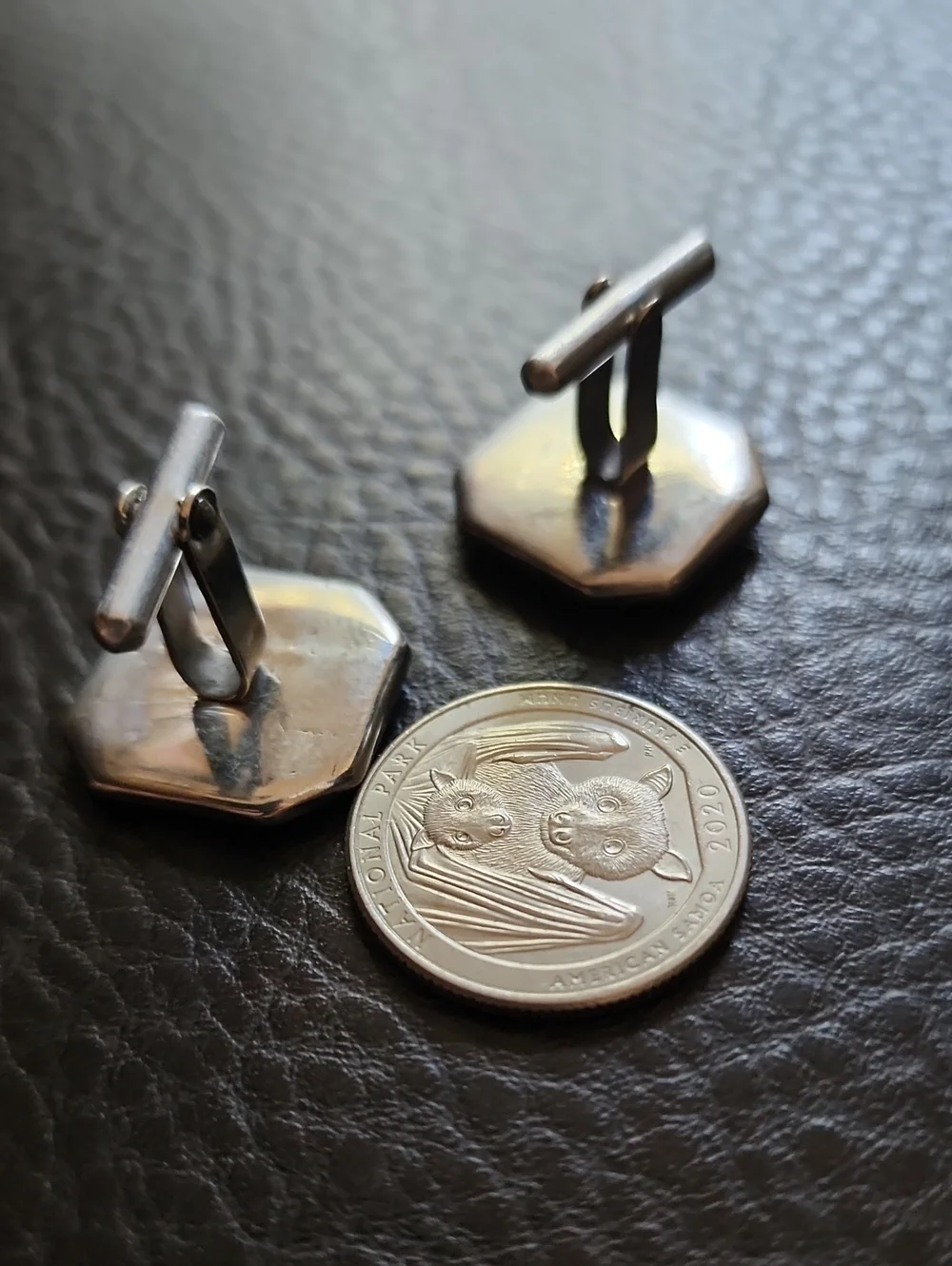 VTG Octagon Sterling & Mother-of-Pearl Cufflinks - Iridescent Shell